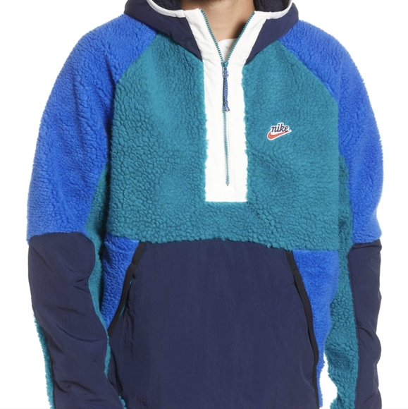 Nike Other - Nike Sportswear Sherpa XXL Blue Green Pullover Zip